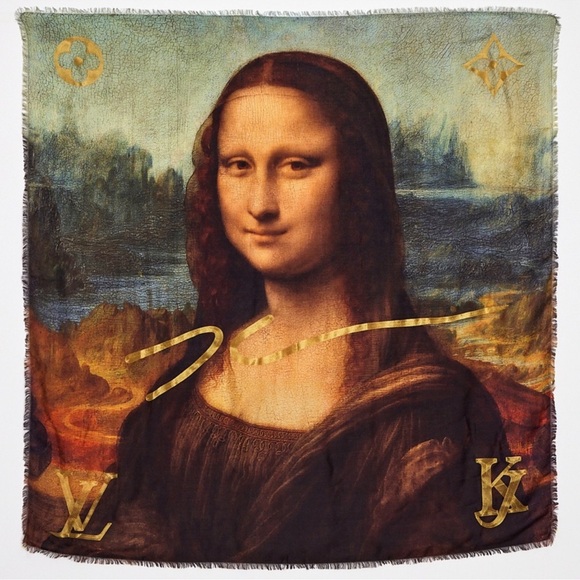 Ultra Rare Louis Vuitton Jeff koons Mona Lisa large shawl new - Picture 1 of 14